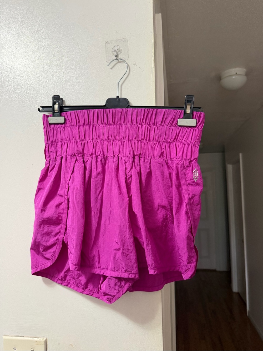 Free People Fuchsia Elastic Waist Athletic Shorts